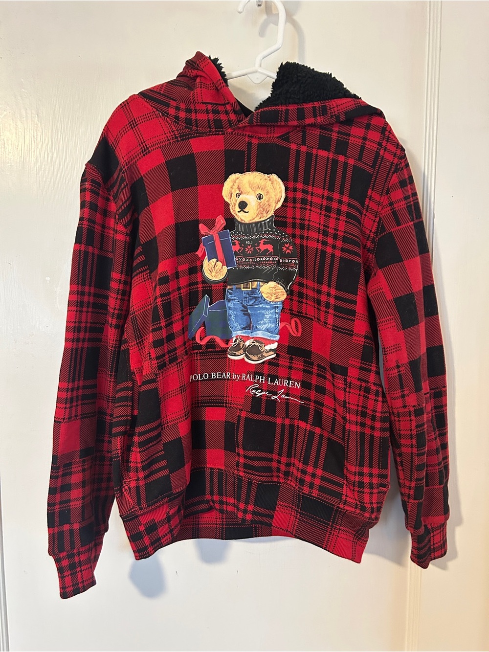 Polo by Ralph Lauren Red & Black Plaid Sherpa-Lined Hoodie